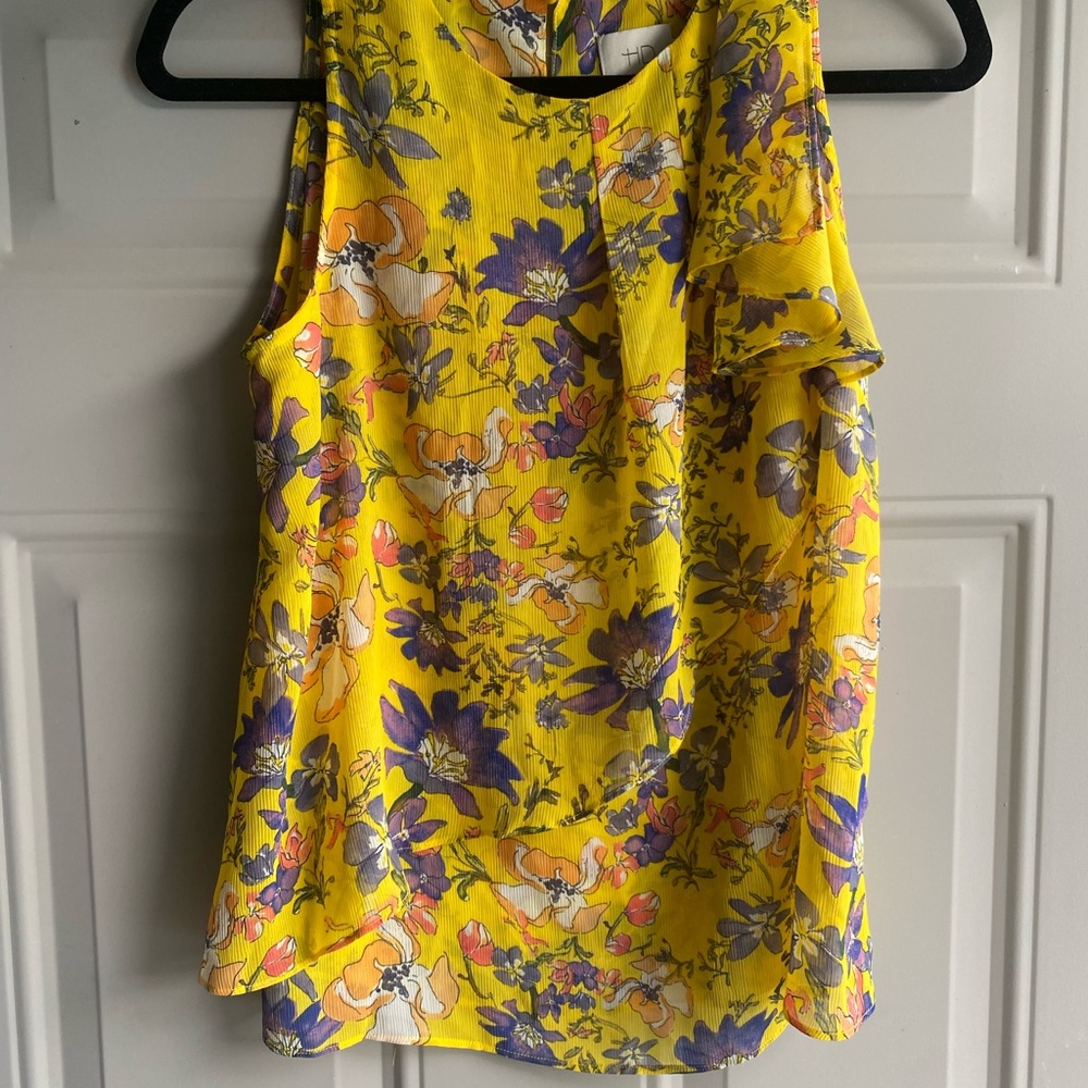 Anthropologie: HD in Paris Yellow Flutter Sleeve Blouse, Size 4